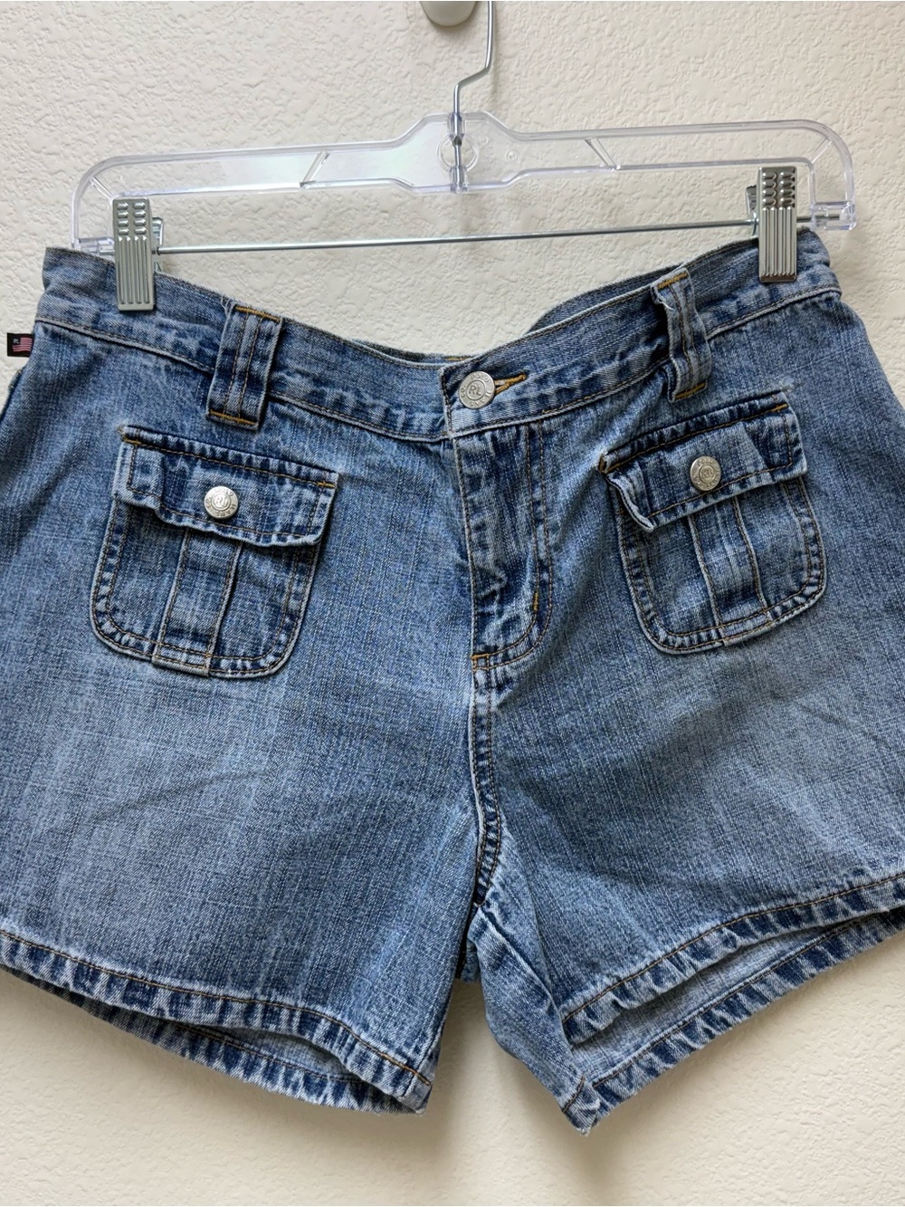 Vintage Ralph Lauren Denim Shorts Size 8 Blue Y2K Cargo Pocket